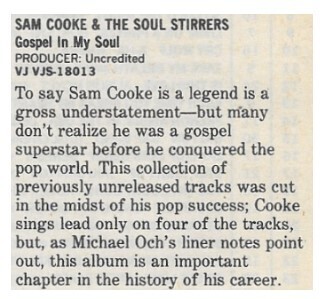 Cooke, Sam (and The Soul Stirrers) / 1986: Gospel in My Soul
