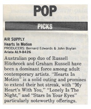 Air Supply / 1986: Hearts In Motion