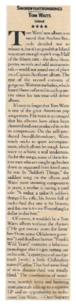 Waits, Tom / 1983: Swordfishtrombones