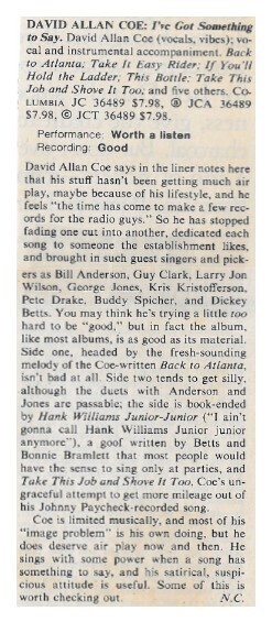 Coe, David Allan / 1980: I&#39;ve Got Something to Say