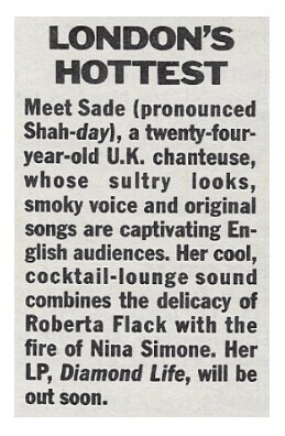 Sade / 1985: London&#39;s Hottest