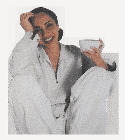 Sade / Dressed in All White-Holding White Cup