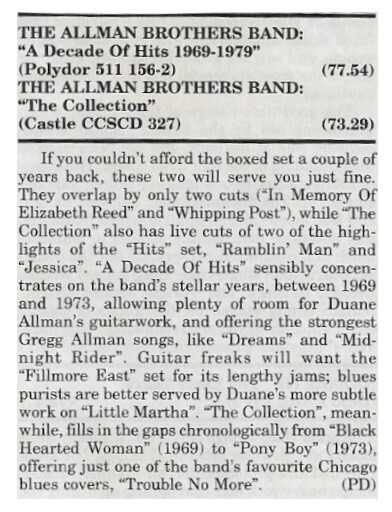 Allman Brothers Band / A Decade of Hits - The Collection / 1992