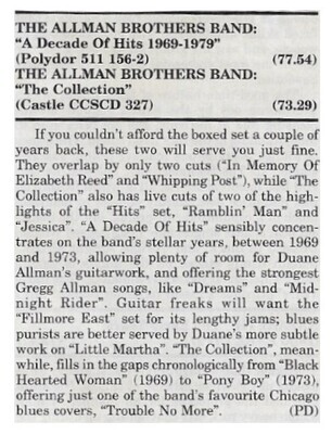 Allman Brothers Band / A Decade of Hits - The Collection / 1992