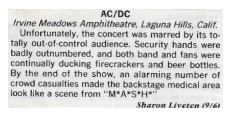 AC/DC / 1986: Laguna Hills, CA (Irvine Meadows Amphitheatre)