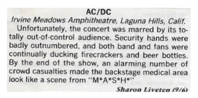 AC/DC / 1986: Laguna Hills, CA (Irvine Meadows Amphitheatre)