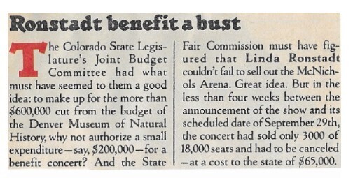 Ronstadt, Linda / Ronstadt Benefit a Bust