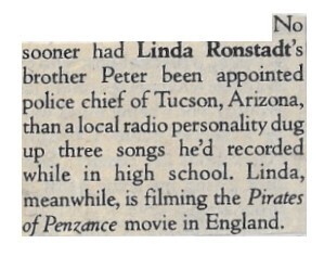Ronstadt, Linda / Brother Peter Appointed Police Chief / 1983