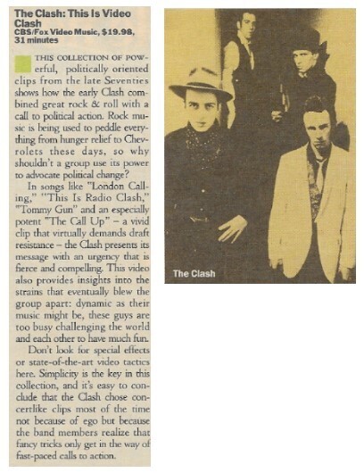 Clash, The / This Is Video Clash / CBS-Fox (1985)