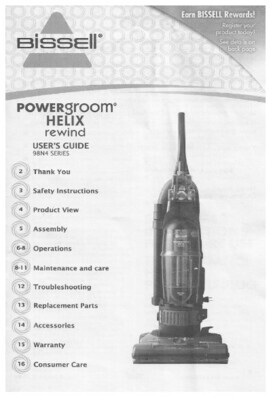 Bissell / PowerGroom Helix Rewind / 98N4 Series