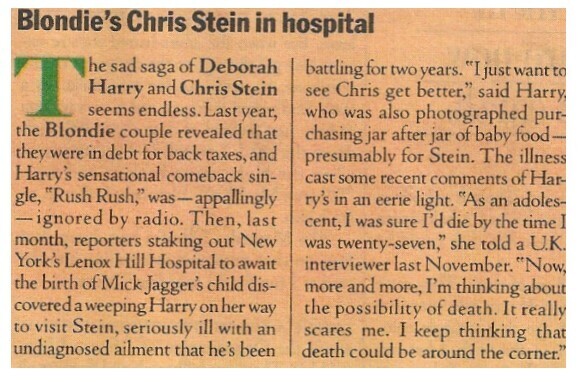 Blondie / Blondie&#39;s Chris Stein in Hospital (1984)