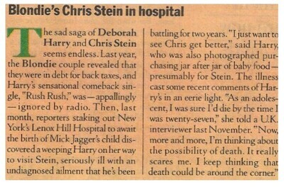 Blondie / Blondie&#39;s Chris Stein in Hospital (1984)