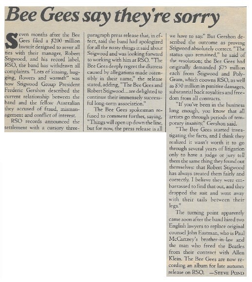 Bee Gees / Bee Gees Say They&#39;re Sorry (1981)