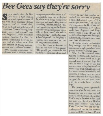 Bee Gees / Bee Gees Say They&#39;re Sorry (1981)