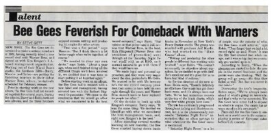 Bee Gees / Bee Gees Feverish for Comeback with Warners (1986)