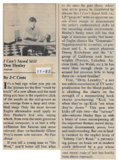 Henley, Don / 1982: I Can&#39;t Stand Still (#2)