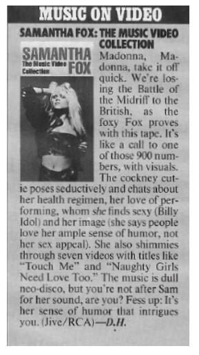 Fox, Samantha / The Music Video Collection / 1989