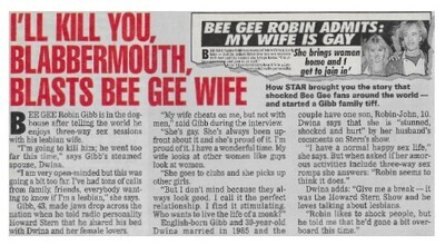 Gibb, Robin / 1993: I&#39;ll Kill You, Blabbermouth, Blasts Bee Gee Wife