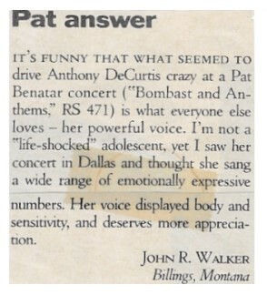 Benatar, Pat / 1986: Pat Answer