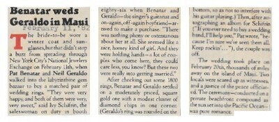 Benatar, Pat / 1982: Benatar Weds Giraldo in Maui