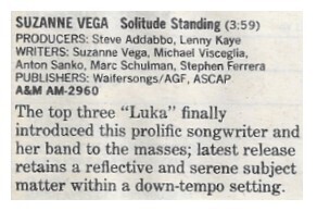 Vega, Suzanne / 1987: Solitude Standing