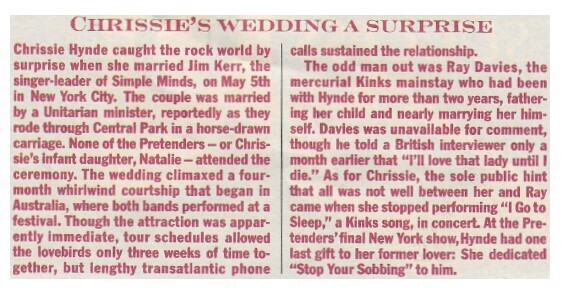Hynde, Chrissie / Chrissie&#39;s Wedding a Surprise (1984)