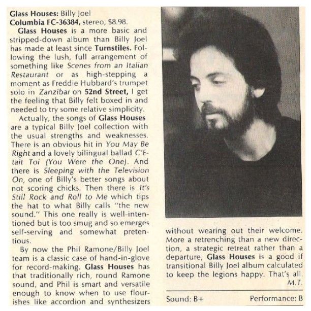 Joel, Billy / Glass Houses (More Basic and Stripped Down) / 1980