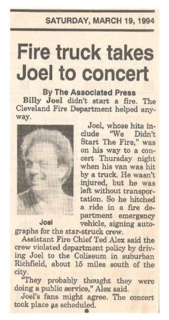 Joel, Billy / Fire Truck Takes Joel to Concert / 1994