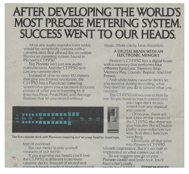 Pioneer / CT-F950 - Success Went to Our Heads (1979)