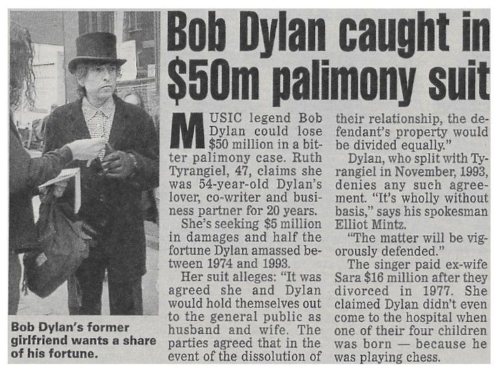 Dylan, Bob / Bob Dylan Caught in $50m Palimony Suit (1995)