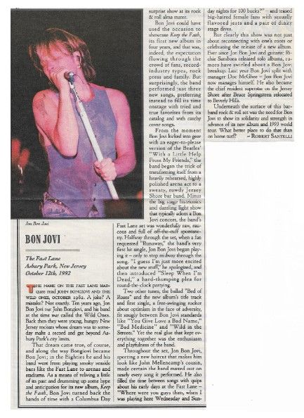 Bon Jovi / Asbury Park, NJ - The Fast Lane / 1992