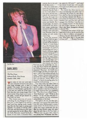 Bon Jovi / Asbury Park, NJ - The Fast Lane / 1992