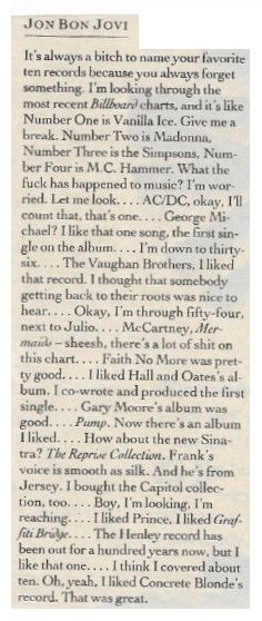 Bon Jovi / Favorite Ten Records (1991)