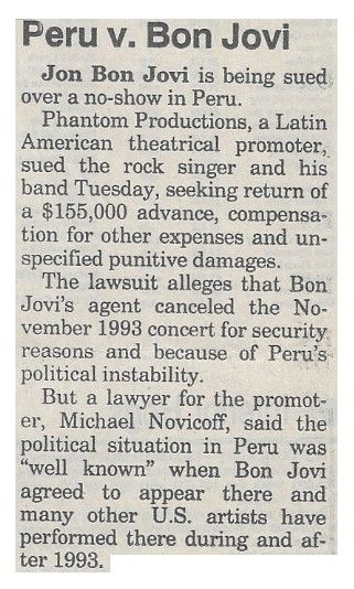 Bon Jovi / Peru v. Bon Jovi / 1995