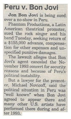 Bon Jovi / Peru v. Bon Jovi / 1995