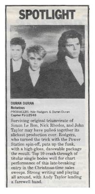 Duran Duran / Notorious - Spotlight / 1986