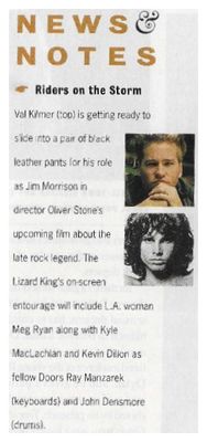 Doors, The / Riders On the Storm - News + Notes - with Val Kilmer / 1990
