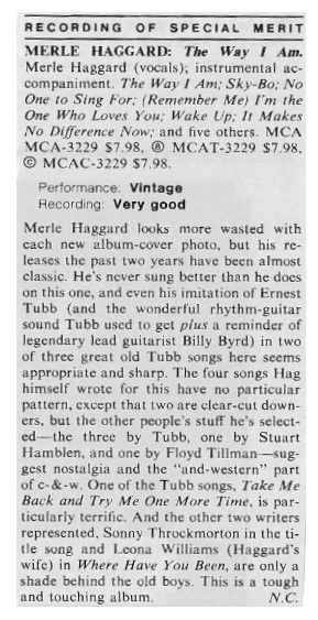 Haggard, Merle / The Way I Am - Recording of Special Merit (1980)