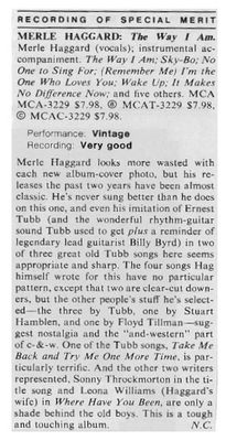 Haggard, Merle / The Way I Am - Recording of Special Merit (1980)