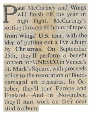 McCartney, Paul / Live Album by Christmas / 1976