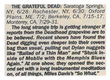 Grateful Dead / Tour Dates and Story (1988)