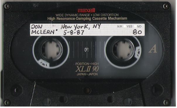 McLean, Don / New York, NY (1987) / Venue Unknown
