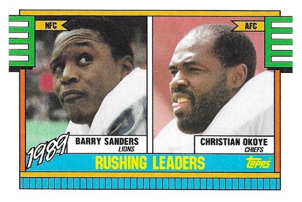 Sanders, Barry / 1990 Detroit Lions / Topps #28 / with Christian Okoye