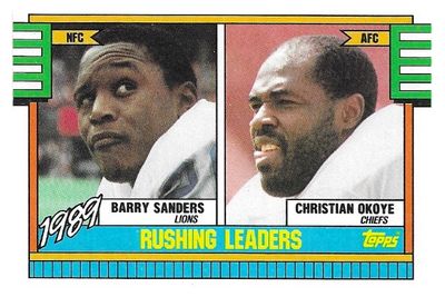 Sanders, Barry / 1990 Detroit Lions / Topps #28 / with Christian Okoye
