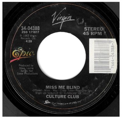 Culture Club / Miss Me Blind / Epic-Virgin 34-04388