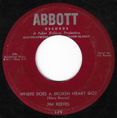 Reeves, Jim / Where Does a Broken Heart Go? / Abbott 174