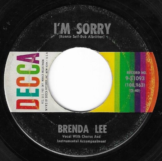 Lee, Brenda / I&#39;m Sorry / Decca 9-31093