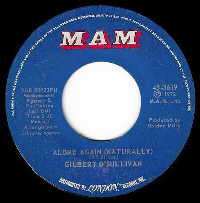 O&#39;Sullivan, Gilbert / Alone Again (Naturally) / MAM 45-3619
