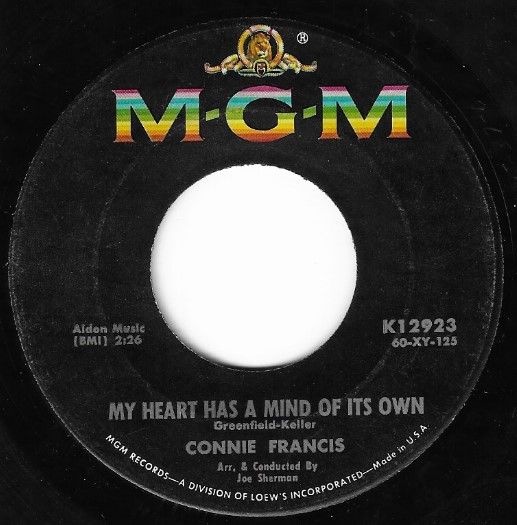 Francis, Connie / My Heart Has a Mind of Its Own / MGM K-12923