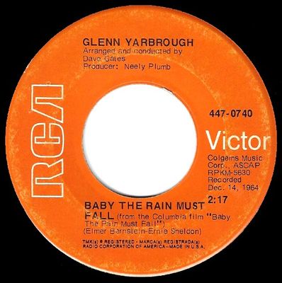 Yarbrough, Glenn / Baby the Rain Must Fall / RCA Victor 447-0740